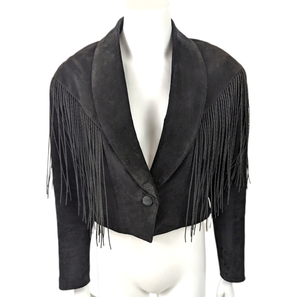 Cripple Creek Jackets & Blazers - Cripple Creek Western Fringe Leather Suede Jacket Womens M Black Cowgirl